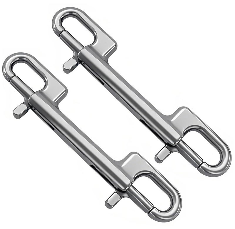 nerilee 2PCS Heavy Duty Double Ended Bolt Snap Stainless Steel Double Ended Snap Clips Double Eye Bolt Snap Hooks Buckle Chain Diving Clips (2) - Image 1